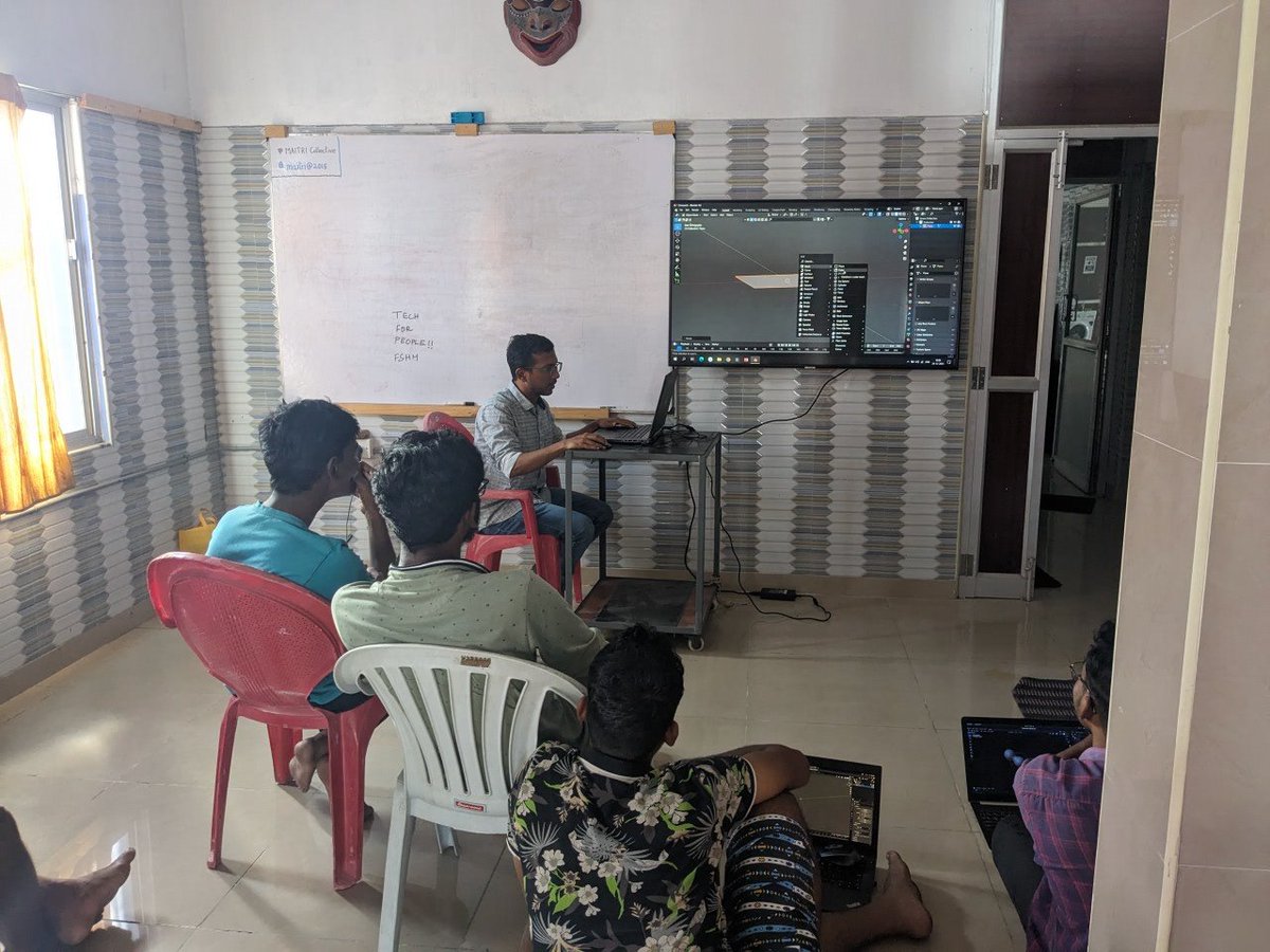 fshmpy's tweet image. Blender basics - 3D modeling and animation
- We created a simple 2secs video of balls sliding on a box by implementing physics and materials.
- Then we tried creating a hand kite.

#FSHM #FSHMPY #FSHMPuducherry #Puducherry #Pondicherry #Blender #FOSS