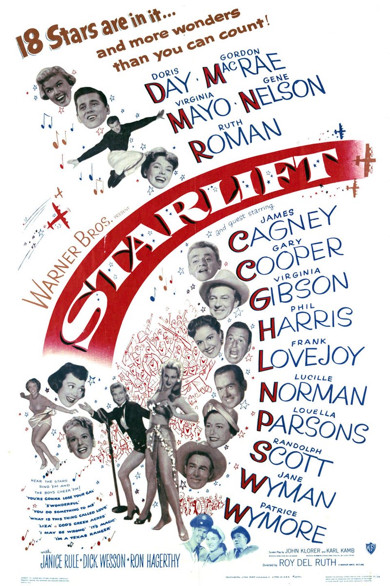 FrankMalfitano's tweet photo. FILM OF THE DAY: Star cameos &amp; a couple ok #musical numbers (especially by #DorisDay) highlight blandly forgettable 1951 film about USO type troupe spearheaded by #RuthRoman to entertain troops heading to #KoreanWar #GordonMacRae #JaniceRule #JamesCagney #GaryCooper #1950s https://t.co/Wuce92YfVX