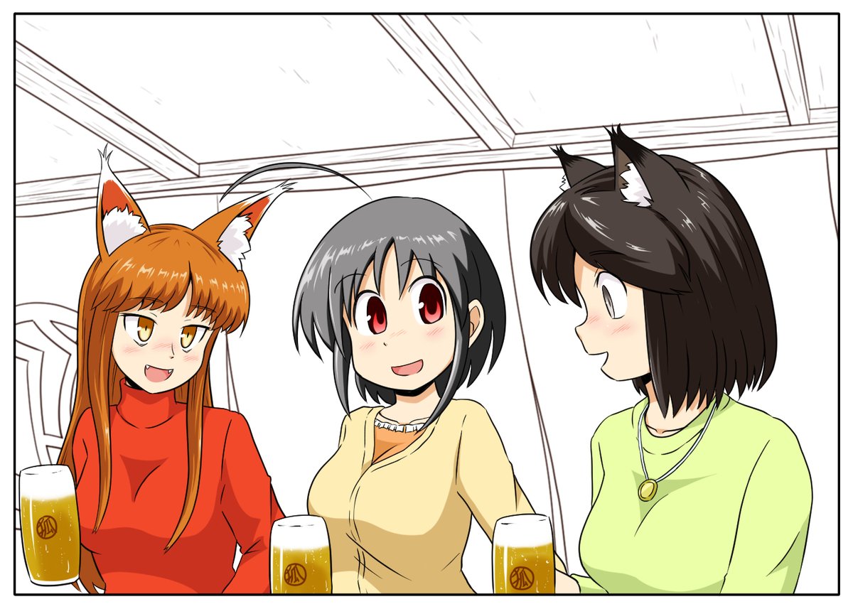 木谷さん宅(@nagatomisumi)の佐紀さんと屋台で一杯いっぱい。
#今年描いて割と楽しかった絵
#天月恒美
#里山野楽乃 