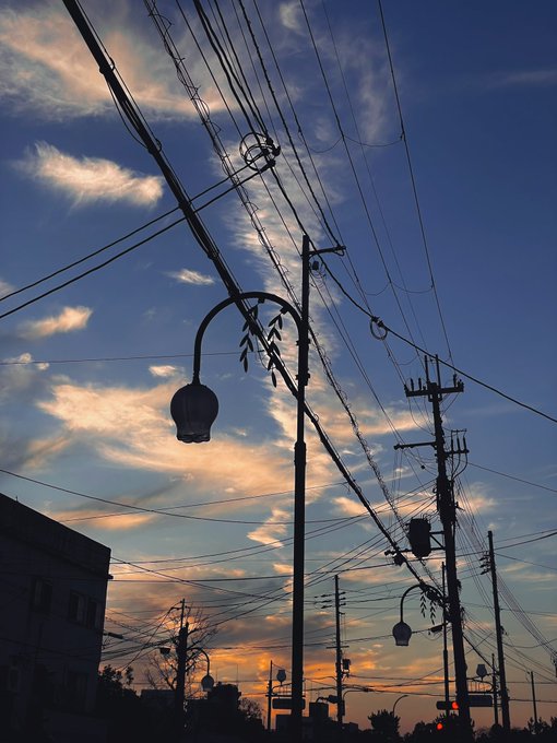 「lamppost power lines」 illustration images(Latest)