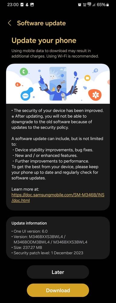 Ramchavan143's tweet photo. @SamMobiles @SamsonUpdate @thesammyfans @SamSWUpdate Samsung Galaxy A53, M14, and M34 One UI 6.0 update in india https://t.co/ouBzov59tR