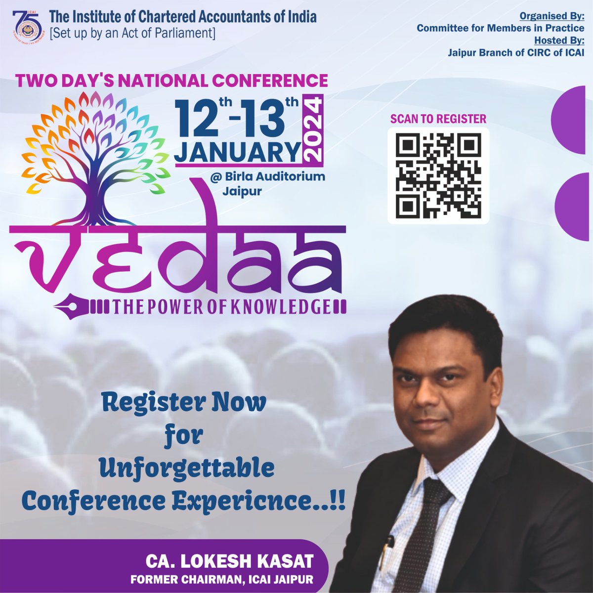 LokeshKasatSir's tweet image. Exciting times ahead! 🌟
Join us for unforgettable moments at Two Days National Conference:

📍 @Udaipur - Adyatan on 6-7 Jan 2024
📍 @Jaipur - Vedaa on 12-13 Jan 2024

Secure your spot now!🎉
Scan the QR code for swift registration.
#ConferenceMagic #NetworkingOpportunity