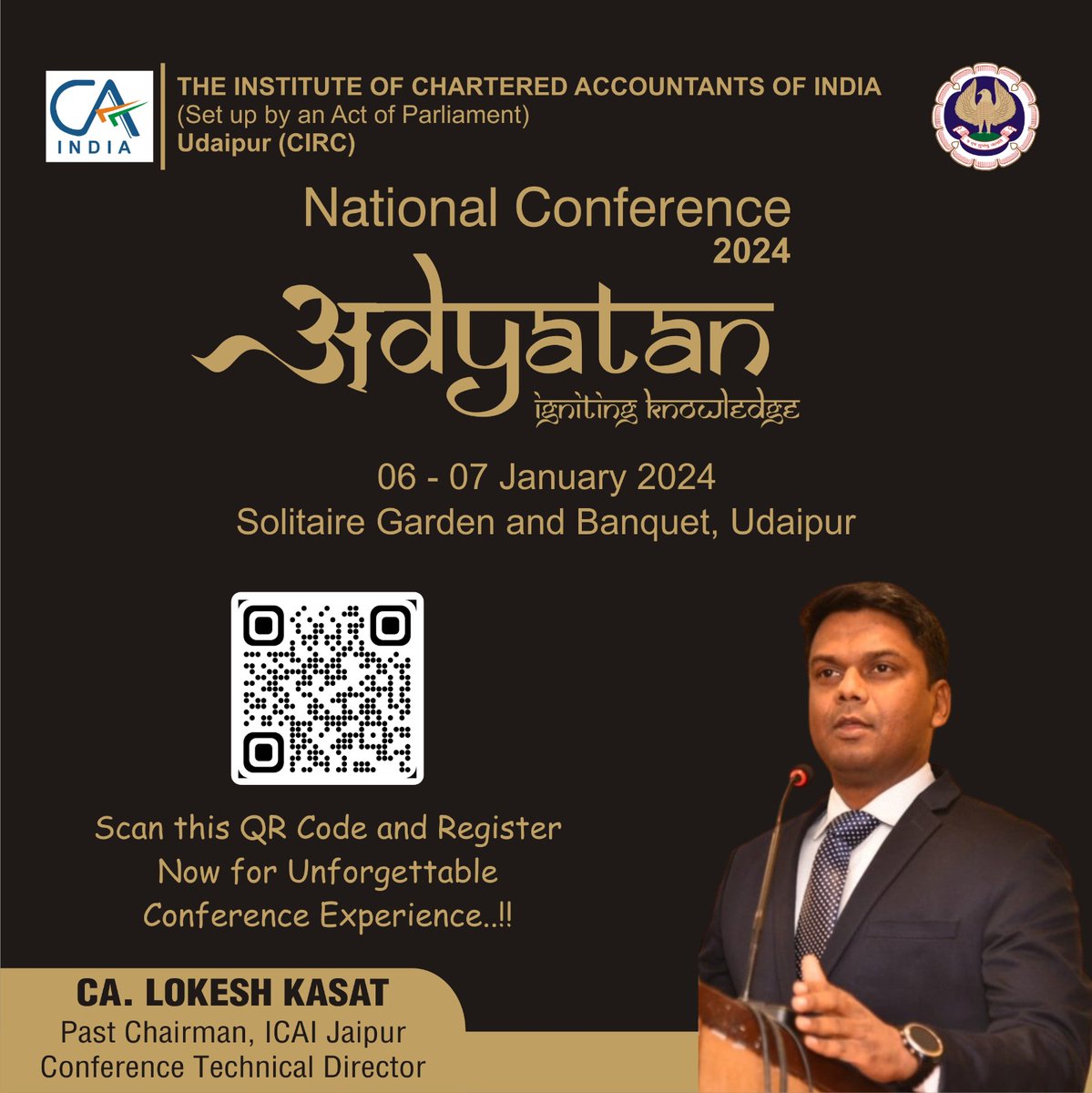 LokeshKasatSir's tweet image. Exciting times ahead! 🌟
Join us for unforgettable moments at Two Days National Conference:

📍 @Udaipur - Adyatan on 6-7 Jan 2024
📍 @Jaipur - Vedaa on 12-13 Jan 2024

Secure your spot now!🎉
Scan the QR code for swift registration.
#ConferenceMagic #NetworkingOpportunity