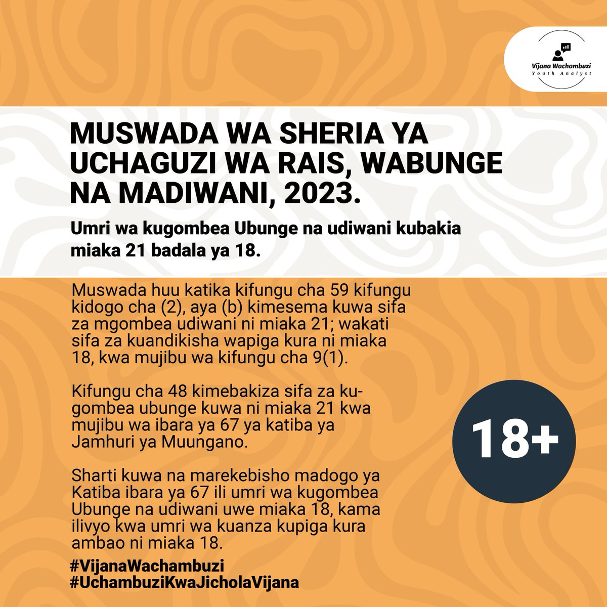d_dioff's tweet photo. umri wakugombea Ubunge na udiwani uwe miaka 18 badala ya 21, kama ilivyo   kwa umri wa kuanza kupiga kura ambao ni miaka 18. #MiswadaYaSiasaNaUchaguzi https://t.co/AyZ8D1JYdu