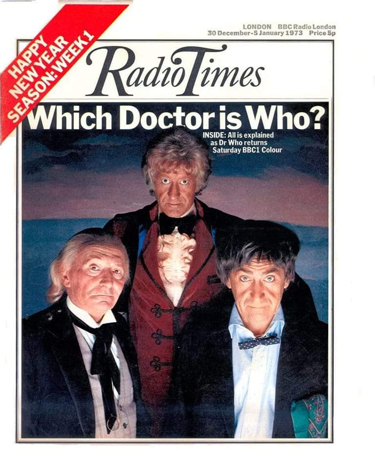 30 December 1972: To celebrate the tenth anniversary of Doctor Who Jon Pertwee was joined by his predecessors William Hartnell and Patrick Troughton in The Three Doctors as they try to stop Omega! #DoctorWho #JonPertwee #WilliamHartnell #PatrickTroughton