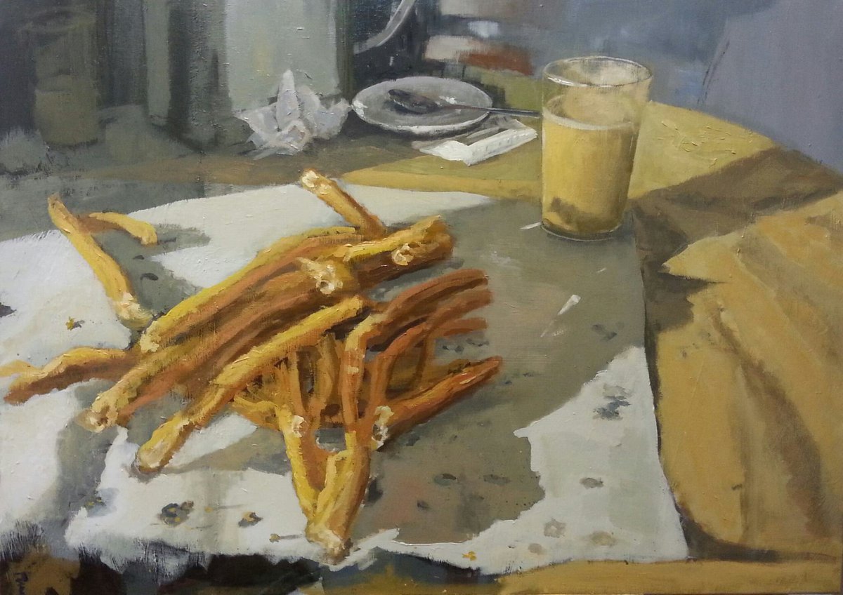 pepebaenanieto's tweet photo. Churros , óleo sobre lino https://t.co/rrGptIyQp5