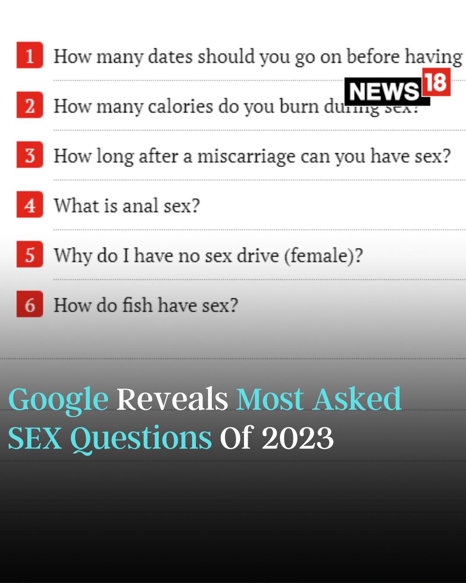 CNNnews18's tweet photo. Google revealed the 2023 list and the top question is “What is the speed bump position?”
https://t.co/ow1meds8Hm
#Google #GoogleList #MostAsked #Sex #SexQuestions #LoveIsland #TomClare #Viral #SexPosition #SafeSex https://t.co/P2u0VklXi7