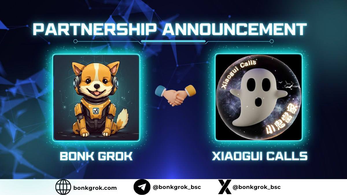 bonkgrok_bsc's tweet photo. 💠  Bonk Grok is excited to announce Xiaogui Calls as our next partner.

✅ $BONKGROK - BEP20 token was created by people who saw the potential between BONK and GROK to become billionaires by investing in them. 

✅ Information about NFTs and Presale : https://t.co/USHhF92Ulq https://t.co/slIkI9DKkV