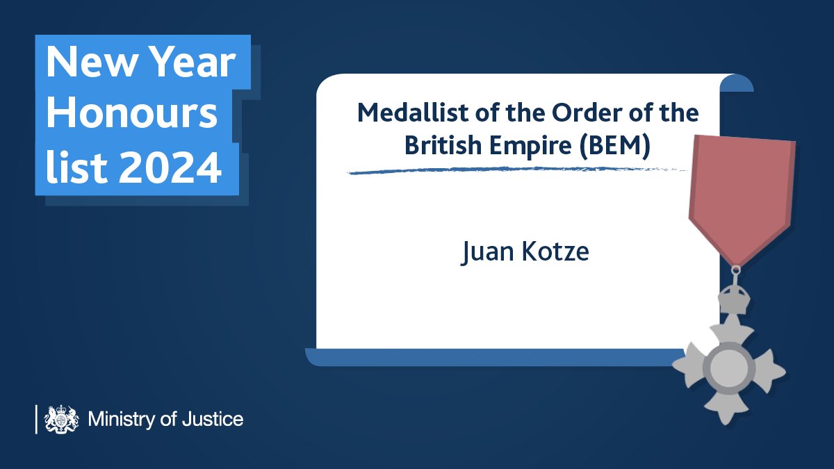 The King has recognised 20 Ministry of Justice colleagues & partners in the #NewYearHonours list, for services to Justice. Many congratulations to them all, and thank you for your service. #NY24Honours gov.uk/government/col…