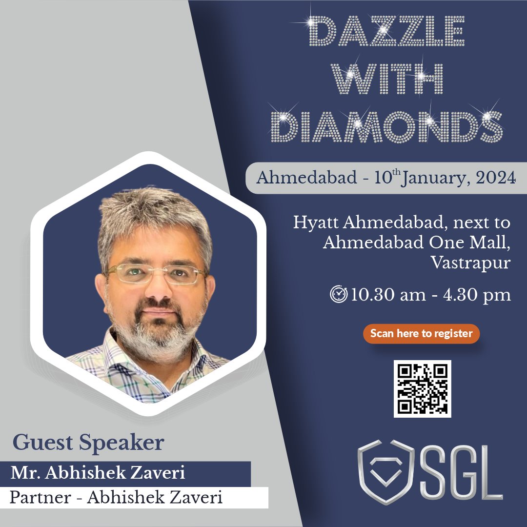 SGL_Labs's tweet photo. Join us on January 10th in Ahmedabad for an exquisite day of brilliance and insights. ✨

Elevate your diamond knowledge with the charismatic Abhishek Zaveri, our esteemed guest speaker. 💎

#SGLLabs #DazzleWithDiamonds #AbhishekZaveri #Ahmedabad #diamondEvents

Register now - https://t.co/4gahvnAl5F