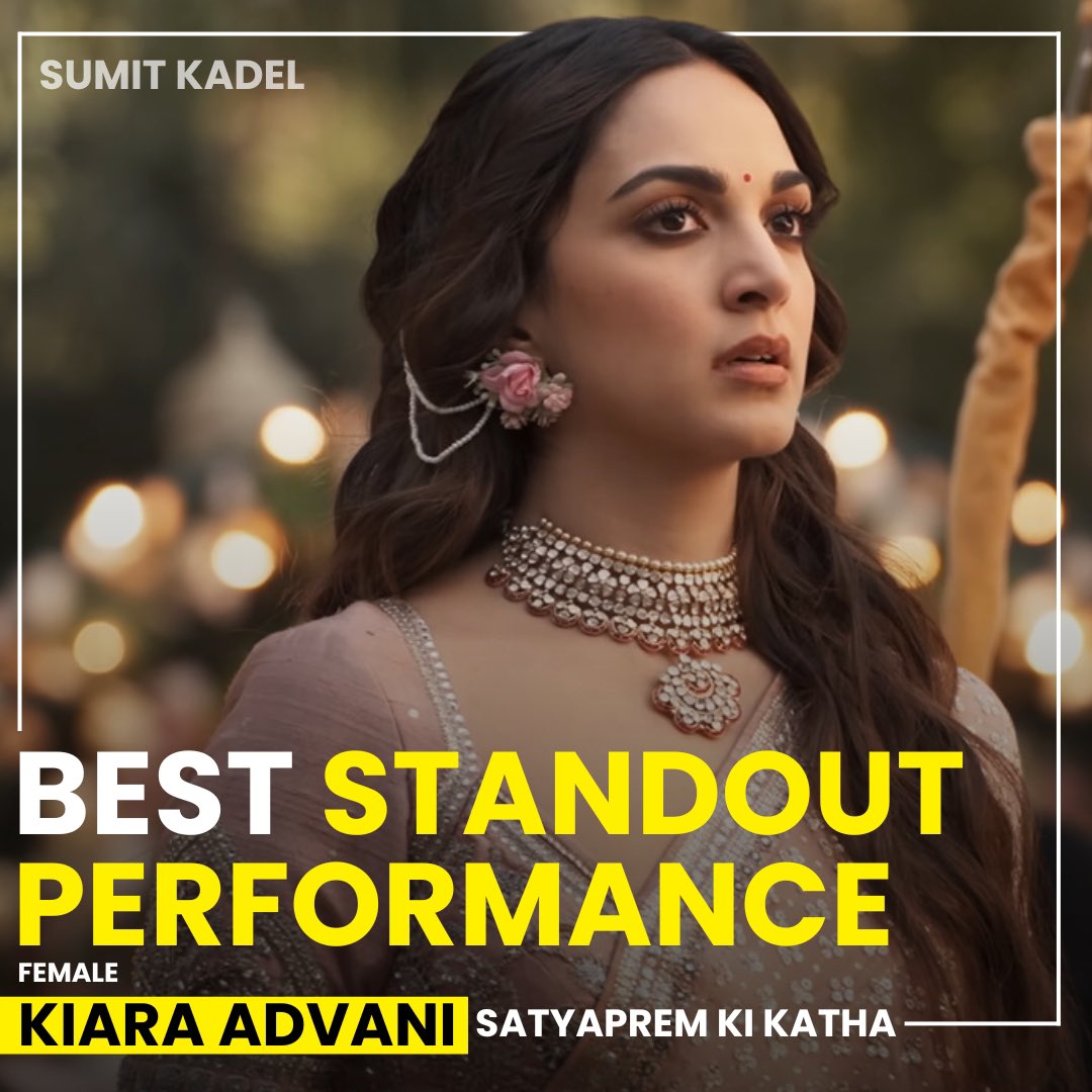 STANDOUT PERFORMANCE OF THE YEAR ( FEMALE) 

#KiaraAdvani FOR HER CAREER DEFINING ACT IN #SatyaPremKiKatha 

@advani_kiara