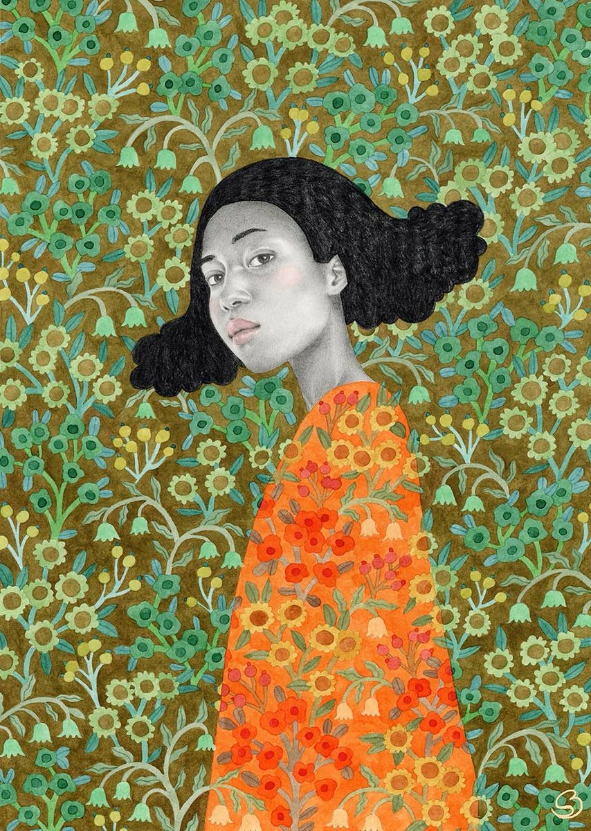 Sofia Bonati, a self-taught artist from Argentina, known for her portraits of women against a backdrop of mazes or floral patterns #WomensArt