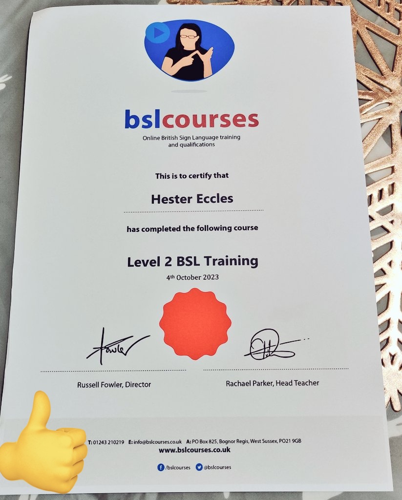 Level 2 BSL complete. Never stop learning #BSL #learnsomethingnew #deafawareness