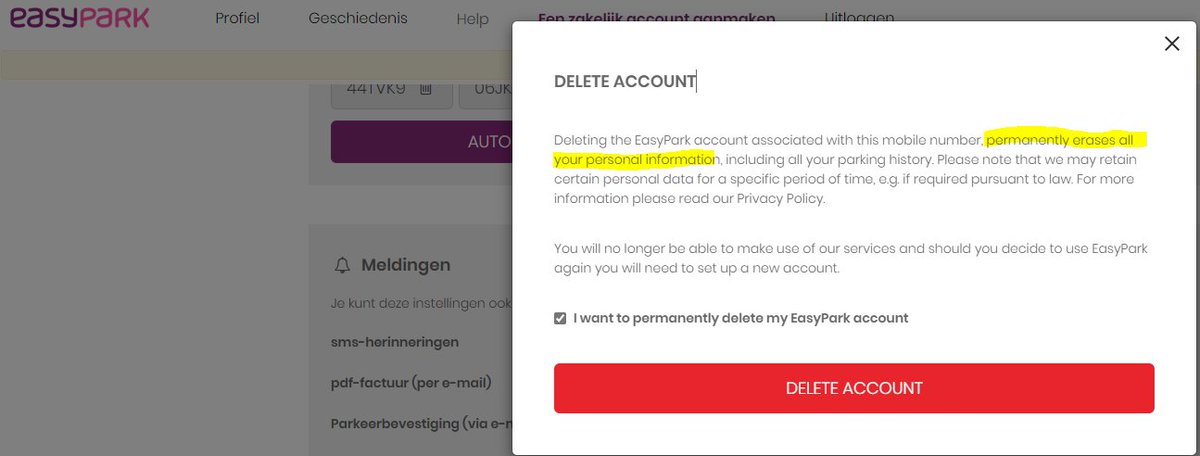 Good riddance <a href="/EasyParkAK/">EasyPark</a>, You guys are not worth managing my data. 
Thanks for your warning:
"As always, beware of phishing attempts, which are unfortunately common."
Deleting my account with you helps with this very much. I hope you are able to delete my data immediately.