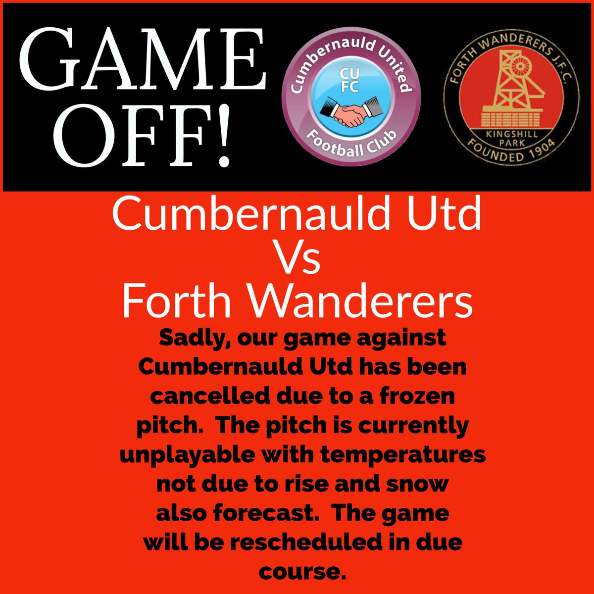 🔴⚫️GAME OFF!⚫️🔴

Cumbernauld Utd Vs Forth Wanderers