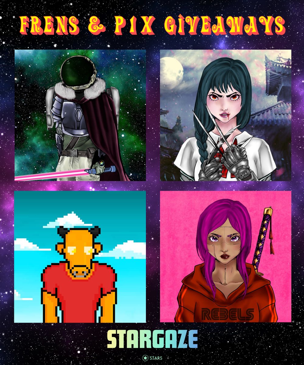 Celebrating 2024!🥳
Special thanks to RobinEast &amp; Jared.

🚨#GIVEAWAYS🚨

4 prizes!🏆
<a href="/Rebels__nft/">🧜‍♀️ Rebels 🧜‍♀️</a> OG x 1 + Onnas x 2
<a href="/Alphabulls_/">Alpha Bulls (NINJA BULLS)</a> x 1
[All <a href="/StargazeZone/">Stargaze ✨🔭</a> Collection]

To win
1. Follow <a href="/RobinEastNFT/">🍣 Robineast 🍣</a> + <a href="/Jared_M12/">Jared 🦠</a> &amp; me!
2.❤️+♻️
3. Tag 3 frens

⏳72hrs, c u next year : 1JAN'24