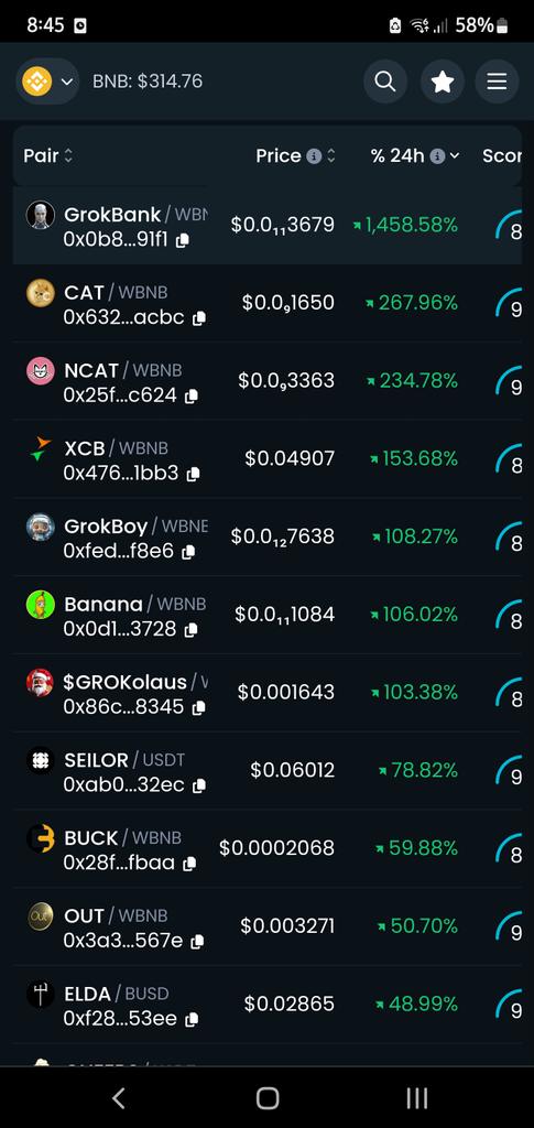 FIN_ESSE_'s tweet photo. @grokolaus @CRYPKNG 

TOP GAINER ON DEXTOOL https://t.co/sLmlPvxZbk