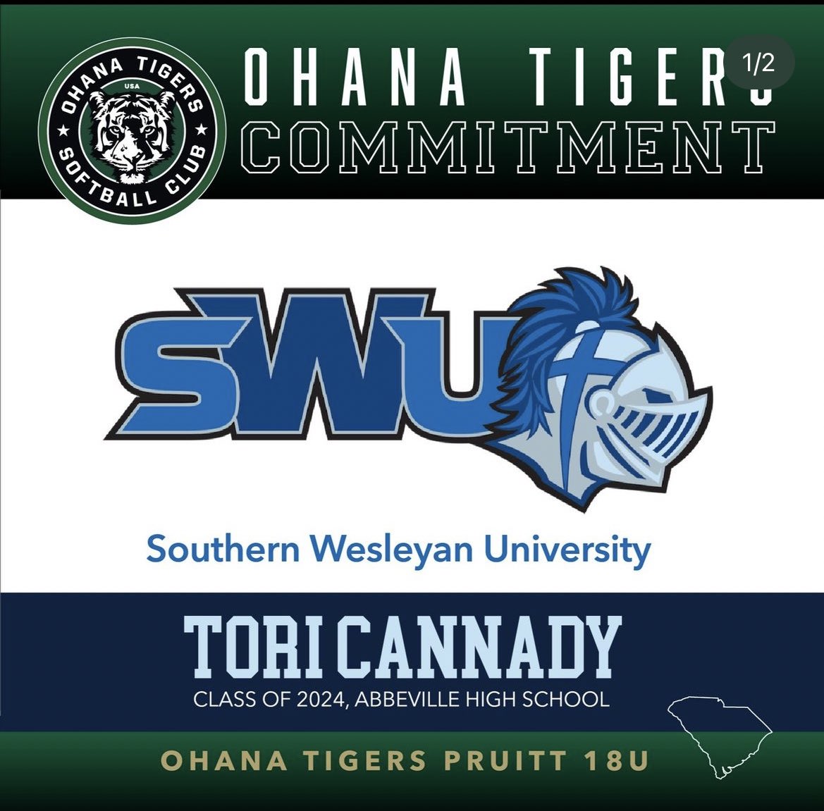 OT_Pruitt's tweet photo. 🚨 COMMITMENT ALERT 🚨 
Our #9 Tori Cannady will be continuing her Acsdemic &amp; Athletic Career as a Warrior at @SoftballSwu. We are extremely proud of you T! 🐯 
#ohanatigerspruitt #Playaloha🌺 https://t.co/pIOAqQWyus