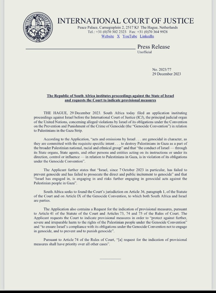 Abdnys's tweet photo. South Africa files a lawsuit against Israel before the International Court of Justice in The Hague for committing acts of genocide in the Gaza Strip.#Gaza #GazaHolocaust
#Gaza_in_Genocide #GazaMassacare https://t.co/mVBrWabBhC