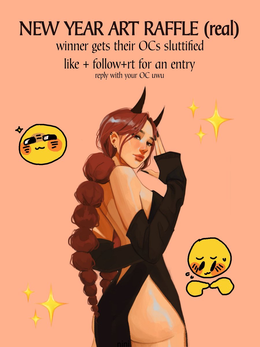 ✨NEW YEAR ART RAFFLE✨
ill be choosing 2 winners in which i will sluttify their OCs!!

✨rules: like+rt+follow and reply with a pic of your OC
✨deadline: jan 3 

#artraffle #artgiveaway #giveaway #artph