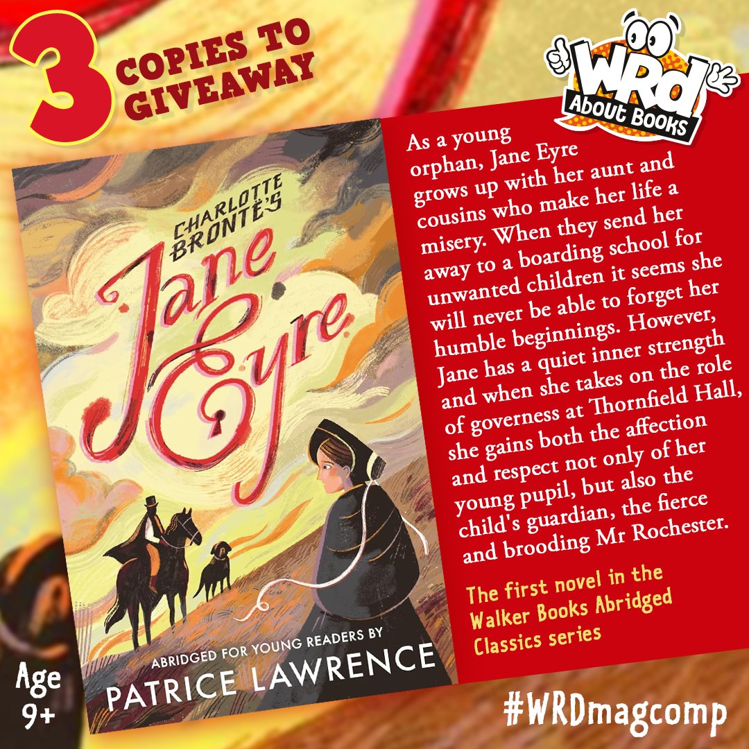 We have 3 beautiful copies of the new abridged version of Jane Eyre by the FABULOUS @LawrencePatrice to #WIN
The first novel in the Walker Books Abridged Classics series, perfect for younger readers Age 9+
RT/Flw by Jan 5 for the chance to win a copy.
#WRDMagComp <a href="/WalkerBooksUK/">Walker Books</a>