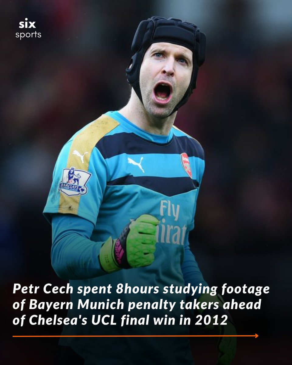 SixSportsOffl's tweet photo. Petr Cech spent 8hours studying footage of Bayern Munich penalty takers ahead of Chelsea's UCL final win in 2012👀
#FCBayern #UCLFinal2012 #ChelseaFC https://t.co/6YtLkjT9LZ
