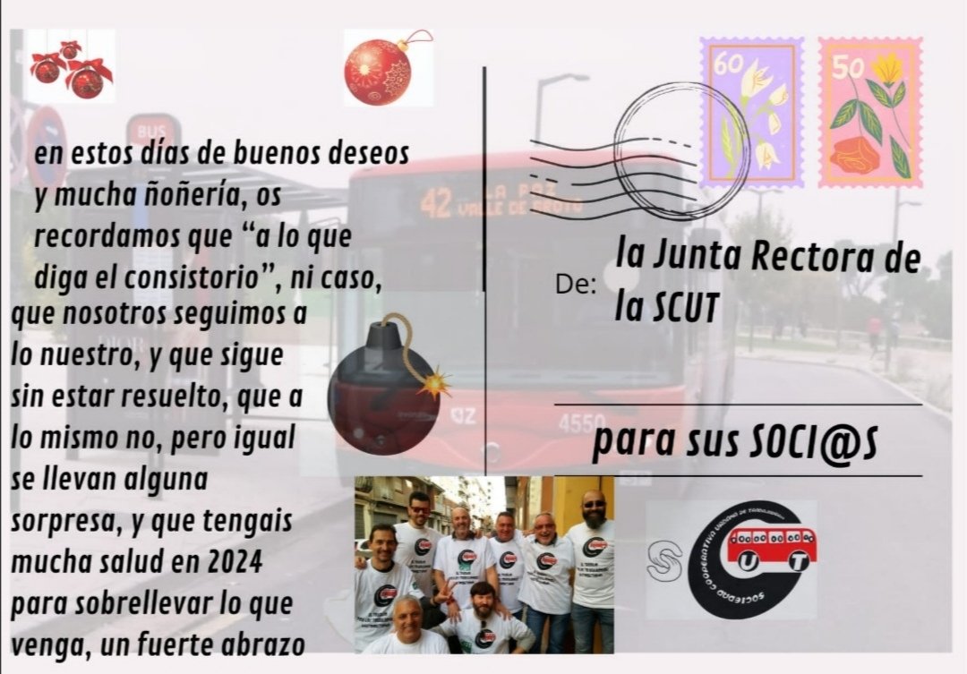 CutAragon's tweet photo. 📢CUT INFORMA📢

🗃️Desde la SCUT (Sociedad Cooperativa Urbana de Trabajadores ) nos mandan esta felicitación navideña.

(en estos días de buenos deseos y mucha ñoñería, os recordamos que "a lo que diga el Consistorio", ni caso, ...)

☑️Felicitación que gustosamente compartimos. https://t.co/6oD21CrSDr
