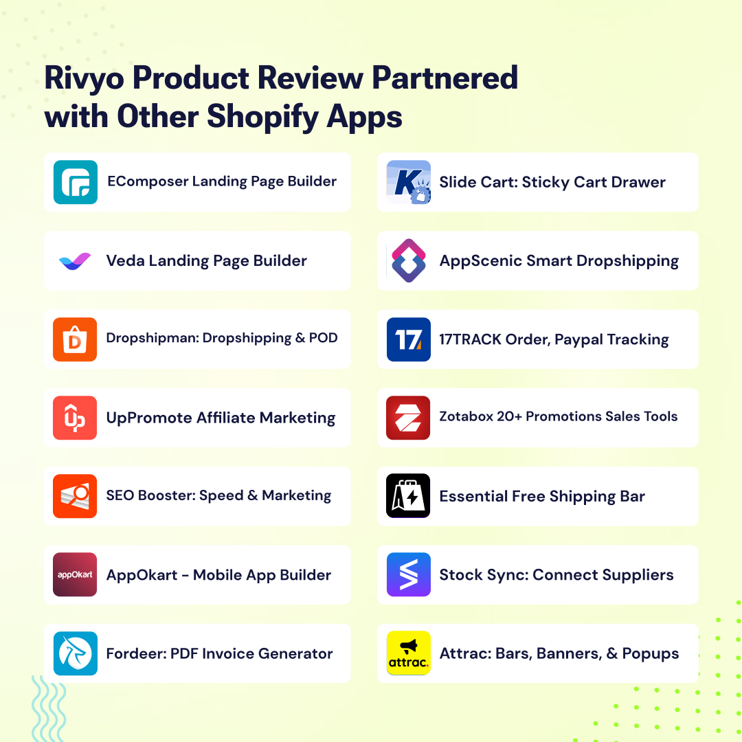 Meet Our New Partners 

We are grateful to all our partners for their continuous support. These strategic partnerships aim to elevate the experience for merchants.

#partnership #collaboration #rivyo #Shopify