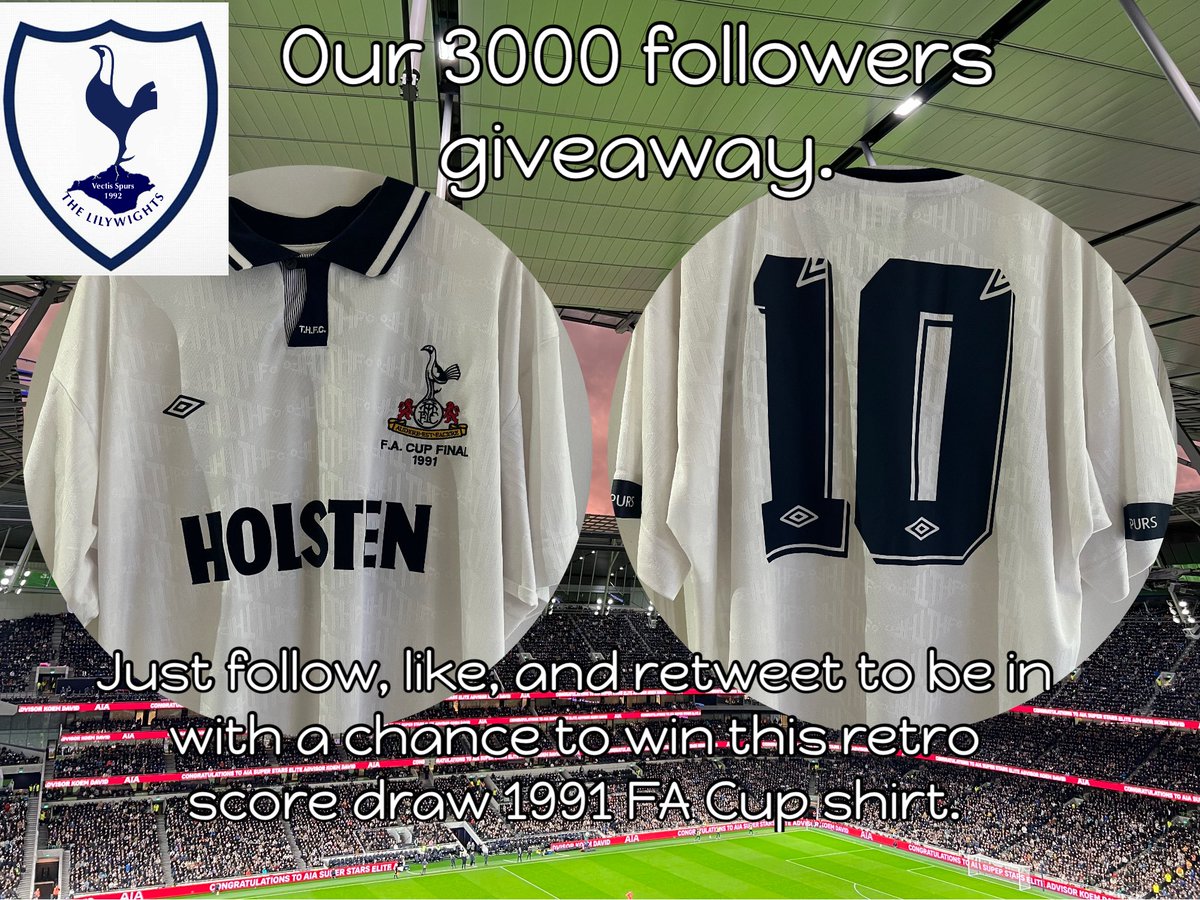 As Fab would say “here we go”, our 3000 follower giveaway. As a thank you we are giving away this scoredraw 91 FA Cup final shirt. To be in with a chance to win, just follow us, like the tweet, and retweet it. (You must do all three). Good luck. #COYS #Giveaway #competition