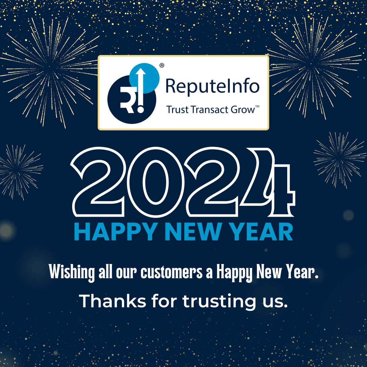 ReputeInfoApp's tweet image. Wishing all our customers a Happy New year.

#newyear #happynewyear #new #year #MSME #B2B #business #b2bbusniess #binarysphere #reputeinfo #creditanddebtmgt #b2bapp #cashflow #DelayedPayment #overdue #gst #paymnetfollowup #followup #automaticpaymentreminder #baddebt #daman #vapi