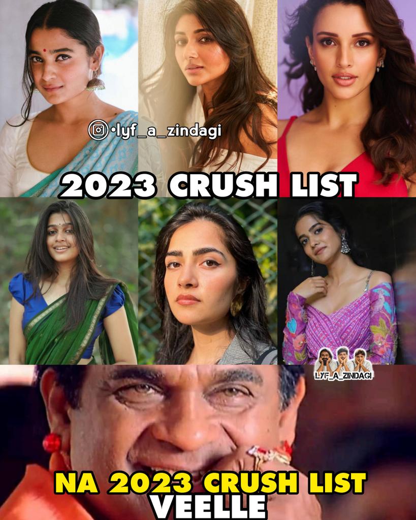 My 2023 Crush list is here💕❤

#TriptiDimri #ChaithraJAchar #MirnaMenon #Ananthikasanilkumar #RukminiVasanth #SriGauri