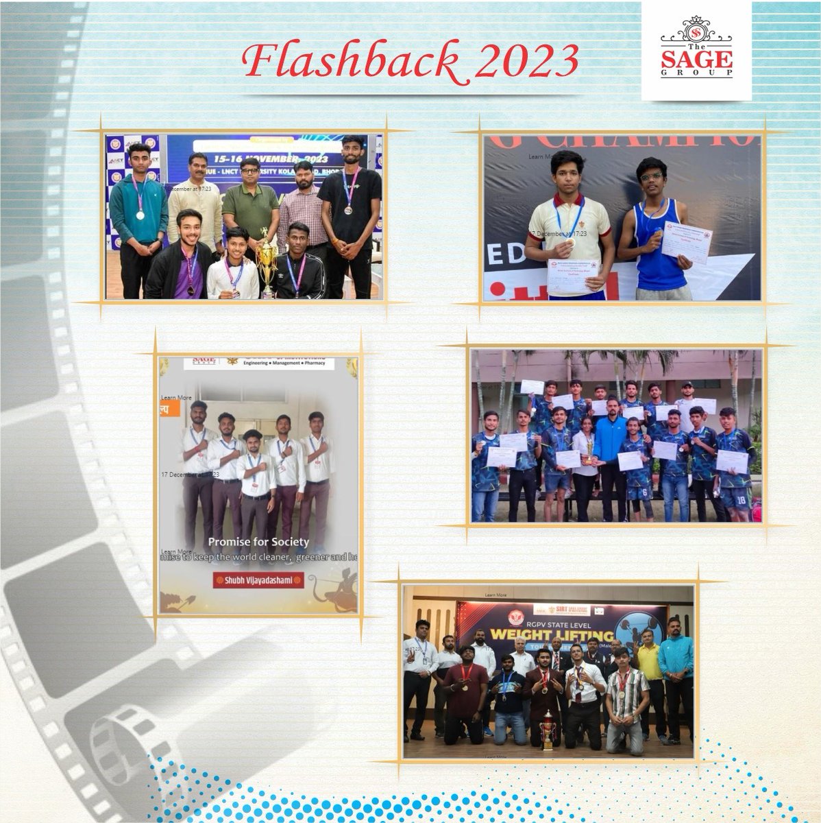SIRT_BHOPAL's tweet photo. Flashback 2023✨💫

Let's Rewind to this Unforgettable Moments✨💫

#flashback 
#memory
#achievement 
#awards
#appreciation
#TheSagegroup 
#thesagebhopal https://t.co/y17cBiBpoe