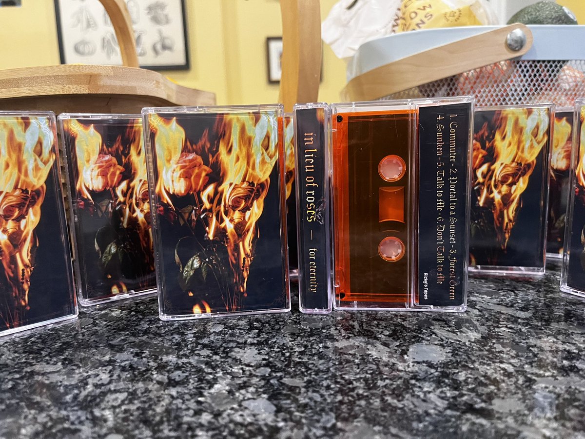 InLieuofRoses's tweet photo. One thing about 2023 is for certain and that is we made a lot of merch. Totes, lighters, tapes, new shirts oh my. Might put some stock online soon idk. See you next year lol https://t.co/chBH12mqc4