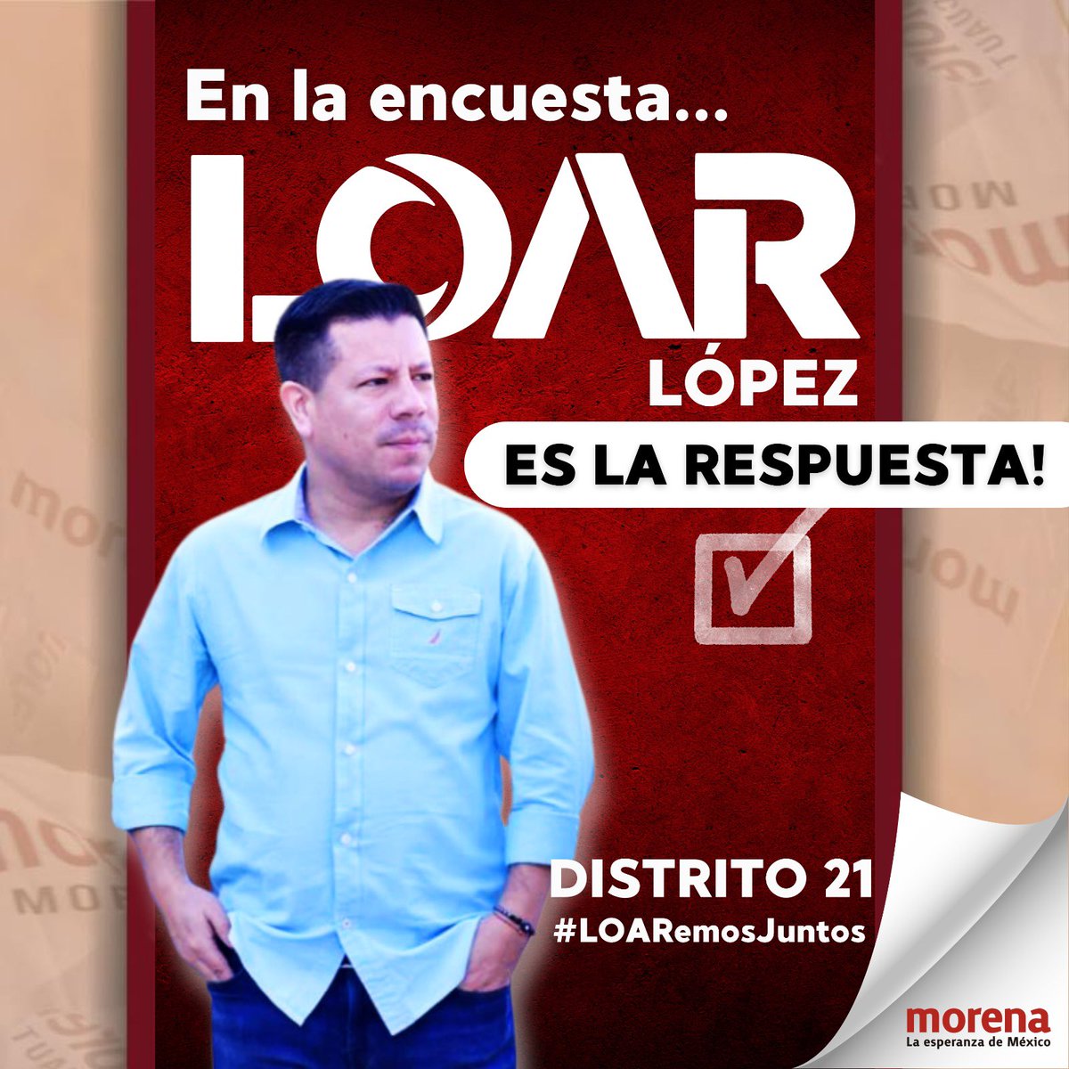 LoarL's tweet photo. ¡Distrito 21!

Si te preguntan en la encuesta... LOAR LÓPEZ✅ Es la respuesta!

 #LOARemosJuntos

Mensaje dirigido a militantes y simpatizantes de MORENA https://t.co/l30Fpzpxhz