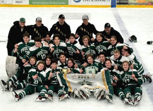 Rails_Hockey's tweet photo. Great battle tonight with a very good  @NLBoysHSHockey team. Full team effort in tonight's 5-2 win to bring home the "Billy"! #Railstrong #70Years #BillyIsBack https://t.co/ifzryhrwBy