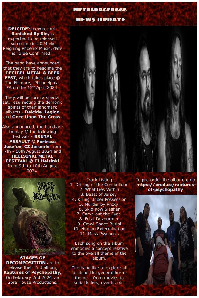 MetalRager666 Post Features Information on DEICIDE and STAGES OF DECOMPOSITION

#metalrager666 #deicide #banishedbysin #stagesofdecomposition #rapturesofpsychopathy