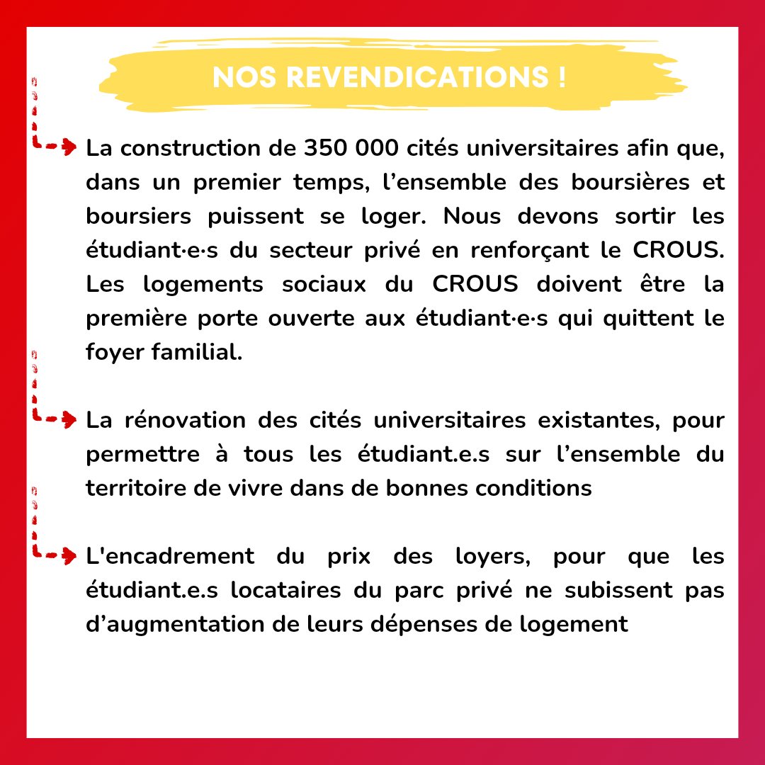 Encore une fois les étudiant•e•s sont méprisé•e•s alors que leur sort est une question centrale pour assurer l'avenir du pays !
Nos revendications pour les étudiant.e.s
#JO2024 👇👇👇