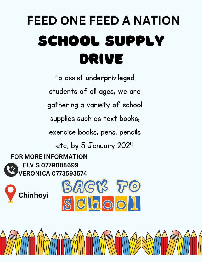 The new term is about to commence, and we kindly ask for your contribution to help us continue making a positive impact in our community. No act of kindness is too small. Your donation will go a long way in supporting our efforts. 

#SchoolSupplyDrive
#FeedOneFeddANation