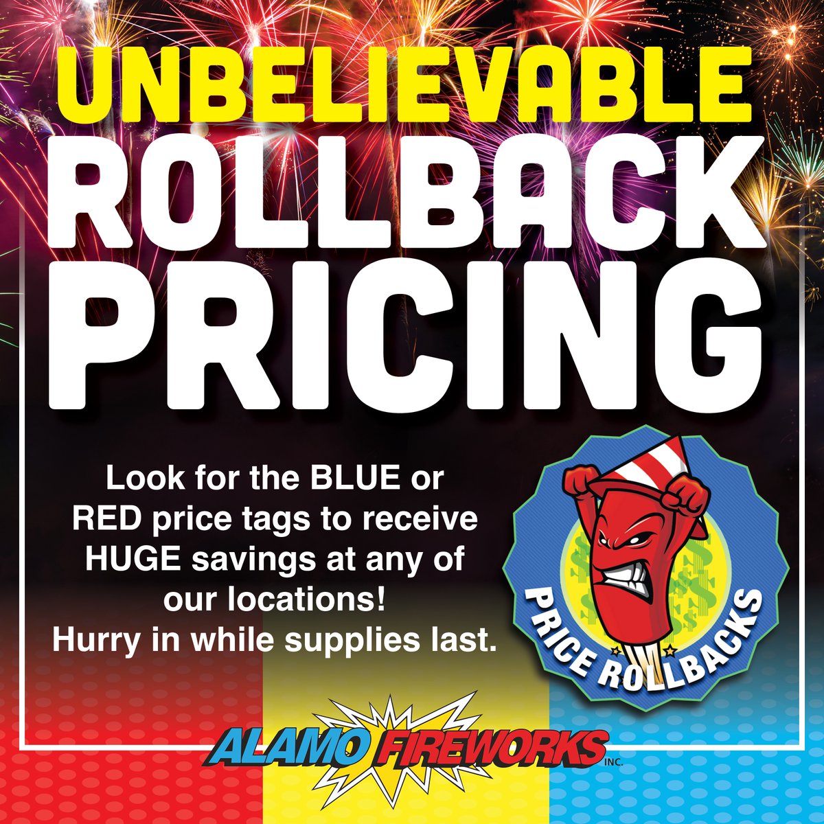 Extended hours today + tomorrow!

All locations open 8am to midnight to ensure you secure your NYE #TexasGradeFirework Favorites. 🙌

#LitAF #UnapologeticallyTexanAF