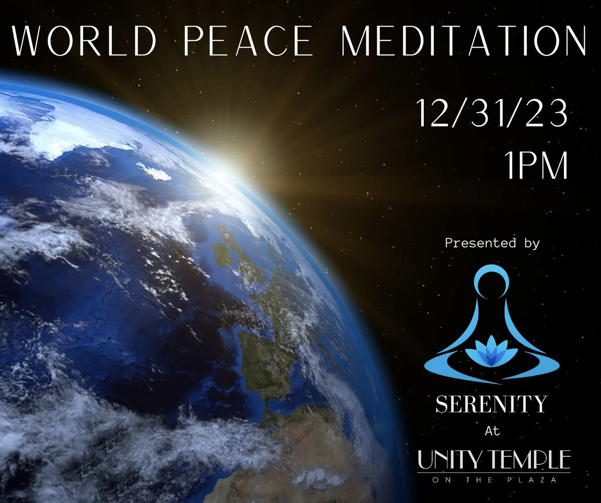 unitytempleKC's tweet image. World Peace Meditation Day is celebrated every year on December 31st. The aim of World Peace Meditation Day is to unite different races and backgrounds on a global platform. Sound support will be provided by Mark Allen Gossman and Gerald Trimble.
