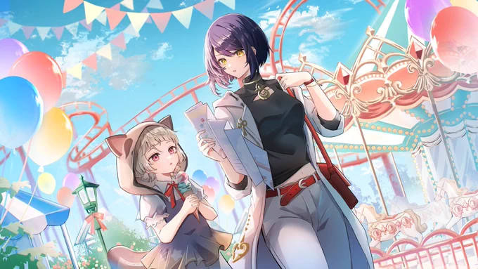 新年のHoYoFairに参加させていただきました! 【Travel to Your World】の九条裟羅と早柚ちゃんのイラストを描いてます。参加できてすごく嬉しいです!  #HoYoFair2024 #HoYoFair #GenshinImpact 
