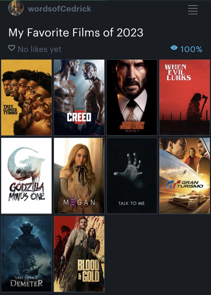 WordsOfCedrick's tweet image. My favorite films of 2023! Bring in #NewYear2024