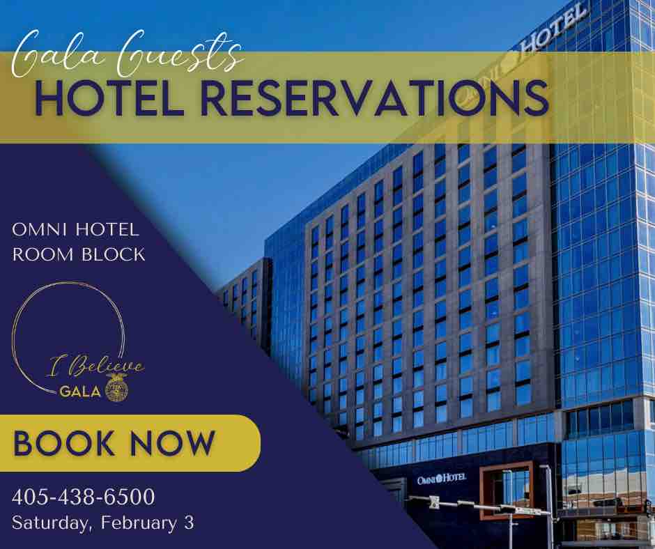 Gala guests planning to stay overnight can reserve their hotel rooms at the Omni Hotel under the FFA I Believe Gala room block. Use the link below or call. Limited rooms available! 

Omni Oklahoma City Hotel
100 West OKC Blvd.
📞  405-438-6500
💻  omnihotels.com/hotels/oklahom…