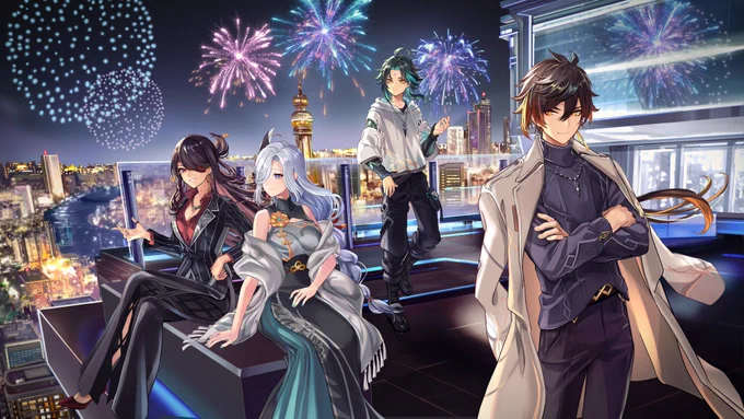 新年のHoYoFairに参加させていただきました!【Travel to Your World】にて、鍾離、魈、申鶴、北斗を担当してます引き続き描かせていただき光栄です。 #HoYoFair #GenshinImpact  
