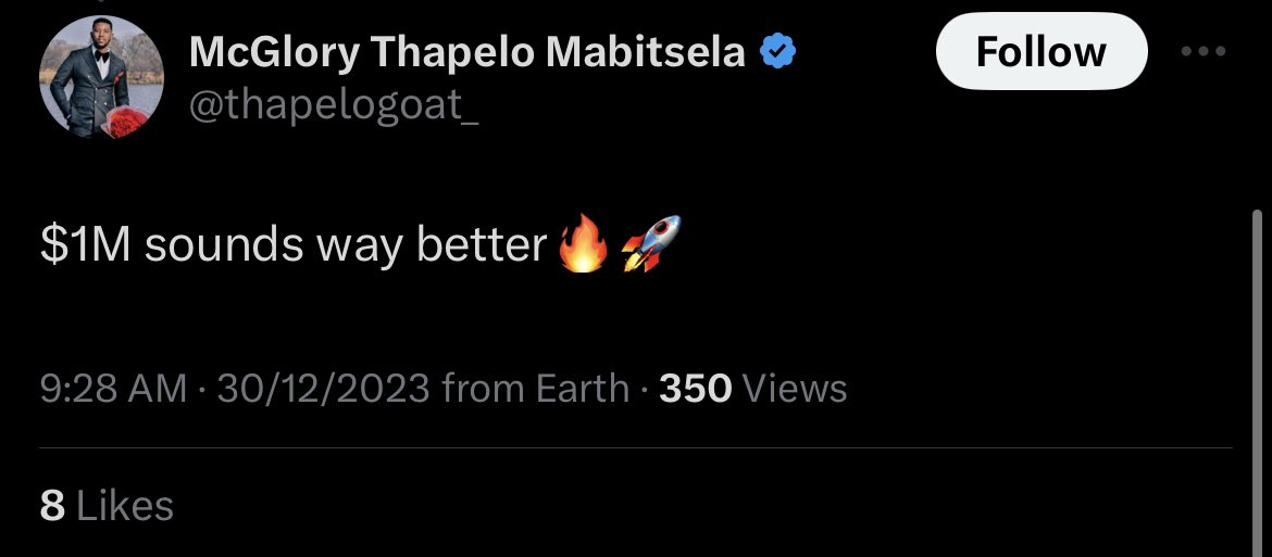 promisenakpan's tweet image. The big boys say $10k is too small.

So for the elites: Last to make $1M in 2024 is a fool.

I’m tagging @KojoForex &amp;amp; @thapelogoat_ 

Tag your other idolos that can do this.

God abeg 😂