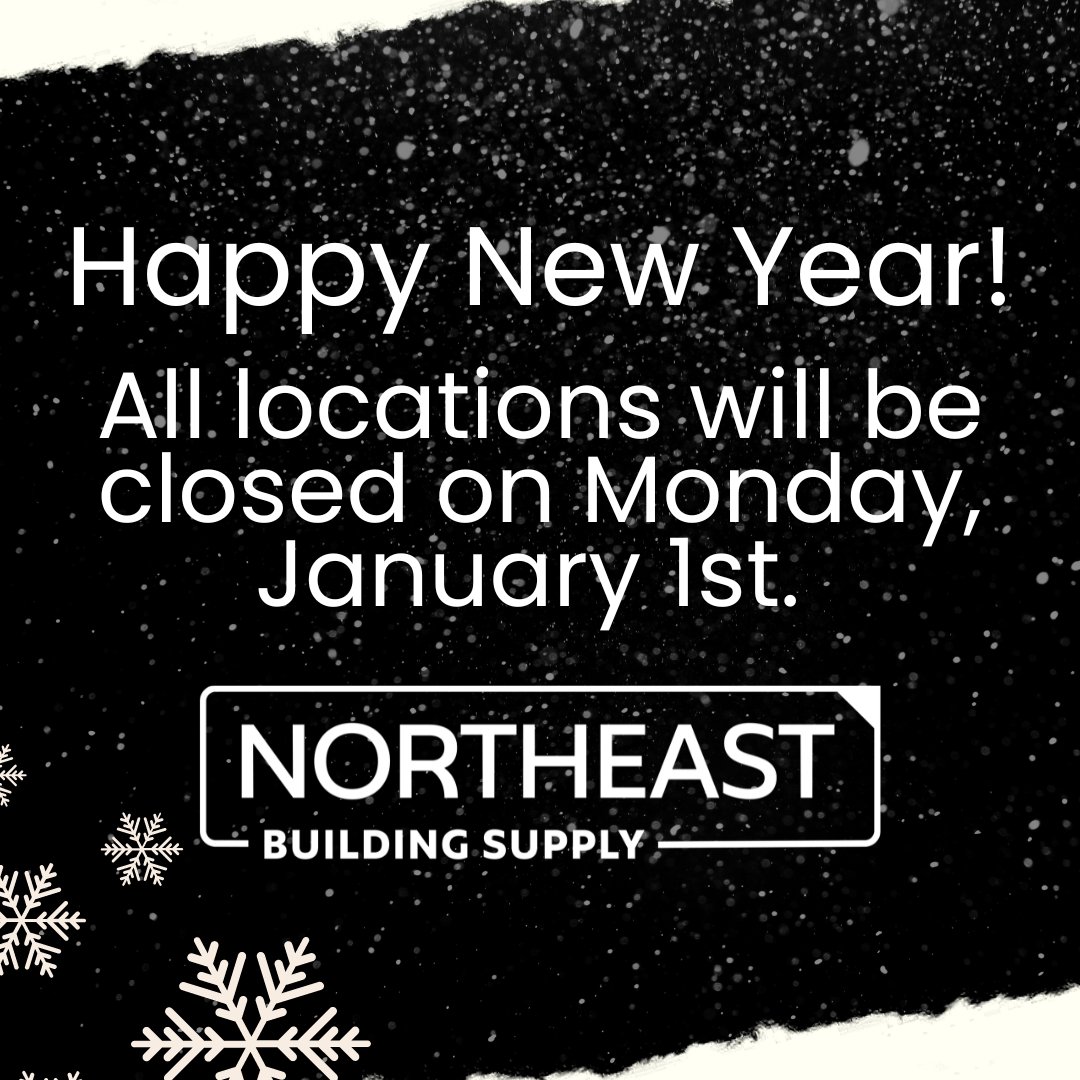 All locations will be closed on Monday, January 1st. 

#northeastco #northeastarchitectural #jointeamnortheast #home #homedesign #inspiration #design #style #luxuryhome #luxurybuilders