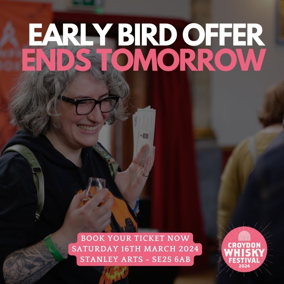 Early Bird tickets are flying away soon! 🚀 Grab yours before they soar into the sunset on December 31st. 🌅 Unlock a world of whisky wonders at Croydon Whisky Festival 2024. 🌐🥃 Book via bit.ly/3OUsE5s
#EarlyBirdSale #CroydonWhiskyFest #CroydonWhisky