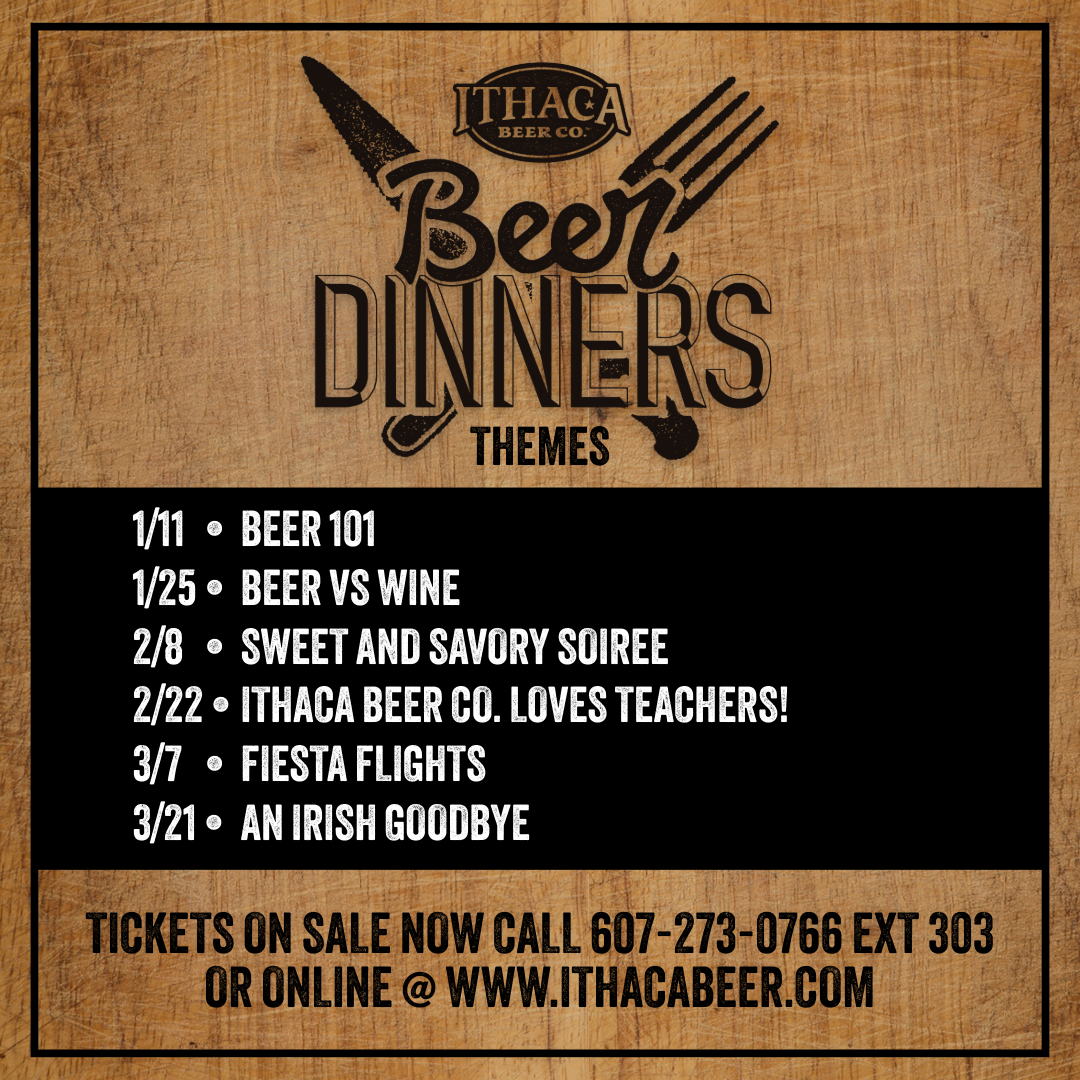 BEER DINNERS ARE BACK 🗣️

🍻 A well-curated 4 course meal, thoughtfully paired to enhance the flavor profiles of each course to our main stay brews

#IthacaBeerCo #DrinkLocal #BeerDinners