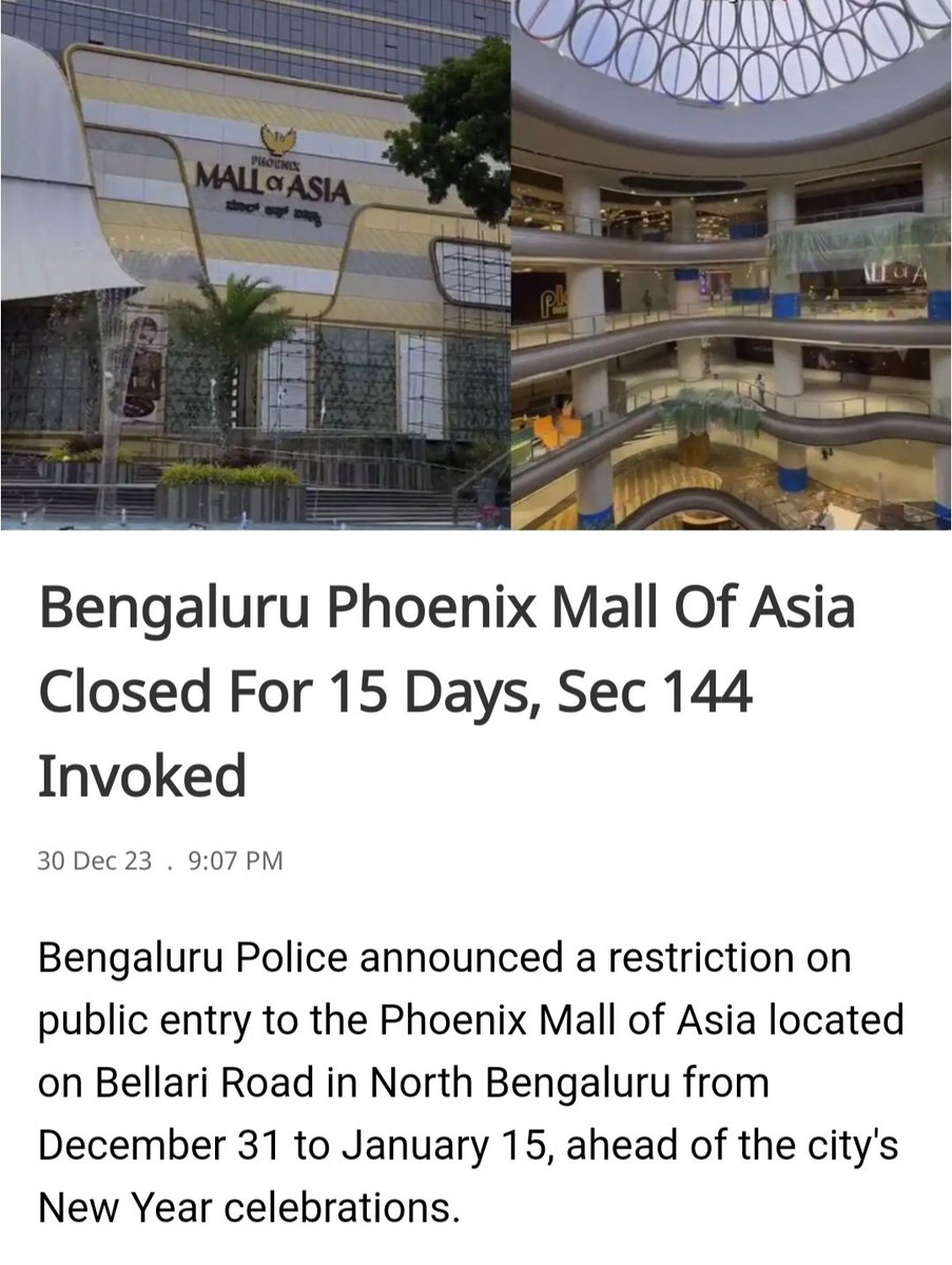 #Bengaluru #NewYear2024 
#NewYearEve #Section144 
#NewYearCelebration 
#PhoenixMallOfAsia