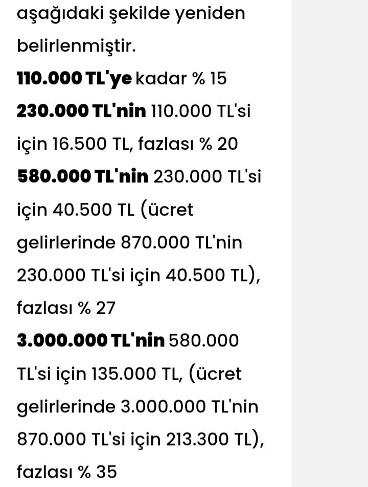 Ücretlilerin gelir vergisi dilimlerinin sınırları sırasıyla %57, %53 ve %58 arttırılmış. Bu oranların yıllık enflasyonun altında olması, yeni yılda maaşların biraz daha fazla tırtıklanacağı anlamına geliyor.